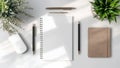 Blank Stationery and Notebook Mockup with Minimalist Design Royalty Free Stock Photo