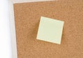 Blank stick note on bulletin board texture or background
