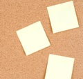 Blank stick notes on bulletin board texture or background