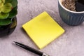 Blank sticky adhesive note with a cup of coffee Royalty Free Stock Photo