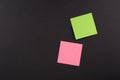 Blank Sticky Note on black background , Two paper sheet background Royalty Free Stock Photo