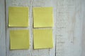 Blank sticky note pasted on a white wooden wall Royalty Free Stock Photo