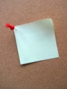 Blank Sticky Note with Pushpin on Cork Board