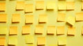 Blank sticky notes aligned in a precise grid