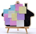 Blank sticky notes Colored sheets of note papers Mixed together on the board Royalty Free Stock Photo