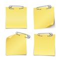 Blank Sticky Notes with Safety Pin on White