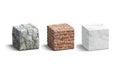 Blank stone, brick, marble cube mock up set