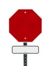 Blank Stop Sign with White/Black Sign Below Royalty Free Stock Photo