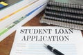 Blank student loan application on desktop