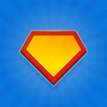 Blank Superhero Logo Icon on Blue Background. Vector