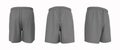 Blank sweat shorts mockup in front, back and side views