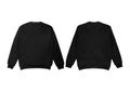 Blank sweatshirt color black template front and back view on white background. crew neck mock up Royalty Free Stock Photo