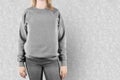 Blank sweatshirt mock up . Female wear plain hoodie mockup. Royalty Free Stock Photo