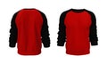 Blank sweatshirt mock up template in front, and back views, isolated on white, 3d rendering, 3d illustration Royalty Free Stock Photo