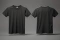 Blank T Shirt color black template front and back view on white background Royalty Free Stock Photo