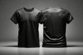 Blank T Shirt color black template front and back view on white background Royalty Free Stock Photo