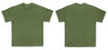 Blank T Shirt color military green template front and back view