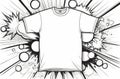 Blank t-shirt with explosive comic book style background for creative design Royalty Free Stock Photo