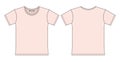 Blank t shirt outline sketch. Apparel t-shirt CAD design. Light pink color Royalty Free Stock Photo
