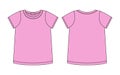 Blank t shirt technical sketch. Pink color. Female T-shirt outline design template Royalty Free Stock Photo