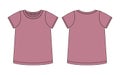 Blank t shirt technical sketch. Pudra color. Female T-shirt outline design template Royalty Free Stock Photo