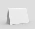 Blank Table tent card for design presentation or mock up design. Blank white 3d render illustration.