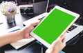 Blank tablet screen for mock up on graphic designer Royalty Free Stock Photo