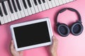 Blank tablet screen for music application Royalty Free Stock Photo