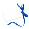 Blank Tag with Blue Ribbon Royalty Free Stock Photo