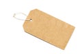 Blank tag tied with string .Paper label.Blank brown cardboard pr Royalty Free Stock Photo