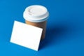 Blank takeaway coffee cup and white businesscards Royalty Free Stock Photo