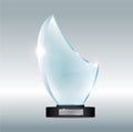 Blank tall glass trophy mockup. Empty acrylic award design mock up. Transparent crystal prize plate template. Royalty Free Stock Photo