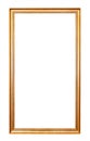 Blank tall narrow old golden picture frame cutout Royalty Free Stock Photo