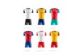 Blank team soccer uniform mockup set, front view