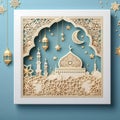 blank template for Islamic themed greeting cards. with a 3D neumorphism design style decorated with Islamic ornaments.