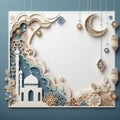 blank template for Islamic themed greeting cards. with a 3D neumorphism design style decorated with Islamic ornaments.