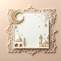 blank template for Islamic themed greeting cards. with a 3D neumorphism design style decorated with Islamic ornaments.