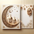 blank template for Islamic themed greeting cards. with a 3D neumorphism design style decorated with Islamic ornaments.