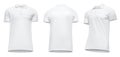 Blank template men white polo shirt short sleeve, front view half turn bottom-up, isolated on white background clipping path. Royalty Free Stock Photo