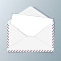 Blank template of open white envelope with empty sheet. Symbol o Royalty Free Stock Photo