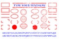 Blank template red and blue alphabet, number, percent, dollar, dot, star, rectangle, lines oval circle rubber stamp effect Royalty Free Stock Photo