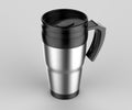 Blank thermos travel tumbler mug for design presentation or mock up design. 3d render illustration.