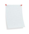 Blank thumbtacked squared paper page with shadow