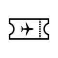 The blank ticket plane icon. Travel symbol.