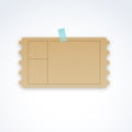 Blank ticket template with cardboard texture