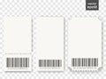 Blank tickets with barcodes isolated. Vector illustration