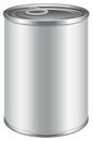 Blank tin can realistic mockup. Metal container