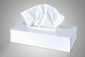 Tissue from White Cosmetic Tissues Box isolated on Gradient background Royalty Free Stock Photo