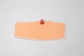 Blank torn orange paper with red push pin. Royalty Free Stock Photo