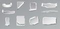 Blank torn paper set of different shapes and forms on gray Royalty Free Stock Photo